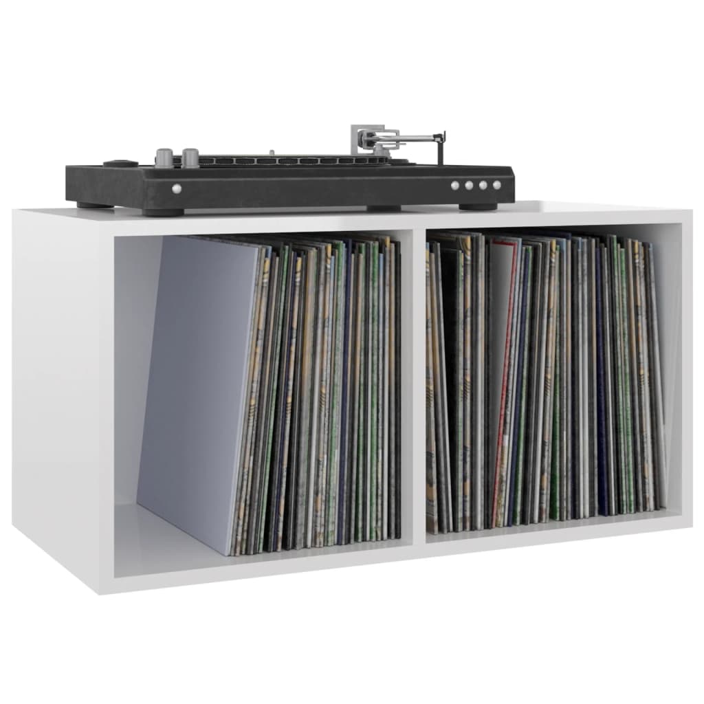 vidaXL Schallplatten-Aufbewahrungsbox Hochglanz-Weiß 71x34x36 cm