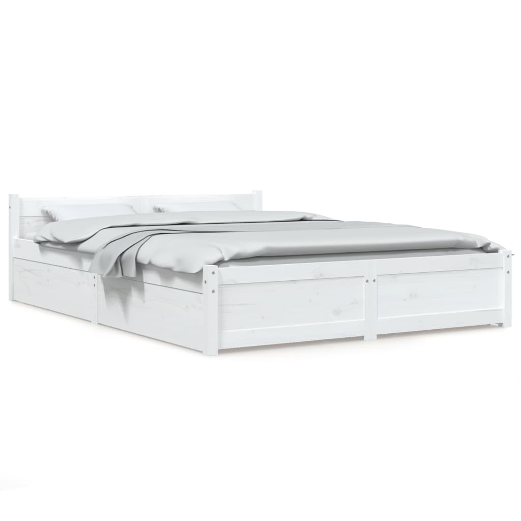 vidaXL Bett mit Schubladen Weiß 120x200 cm