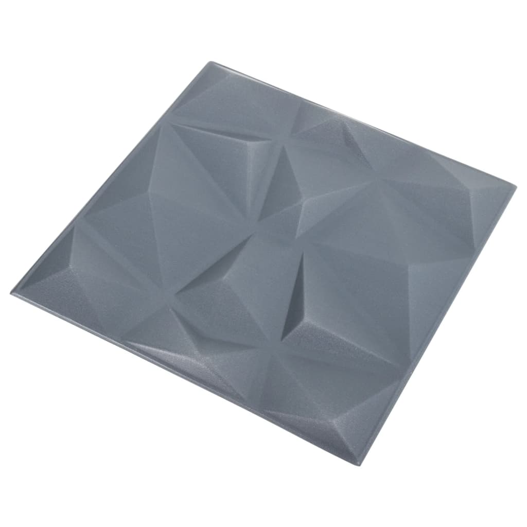 vidaXL 3D-Wandpaneele 24 Stk. 50x50 cm Diamant Grau 6 m²