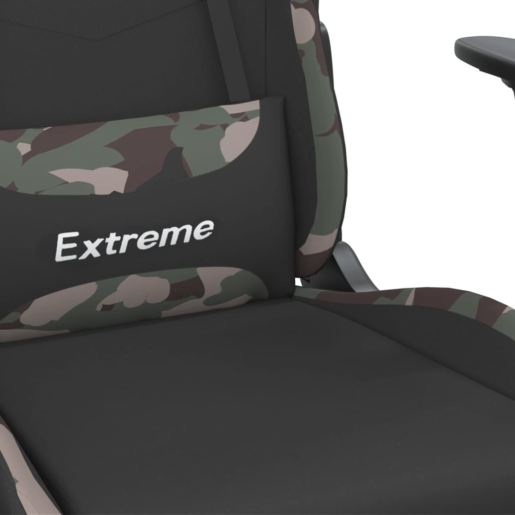 vidaXL Gaming-Stuhl mit Fußstütze Schwarz und Tarnfarben Stoff