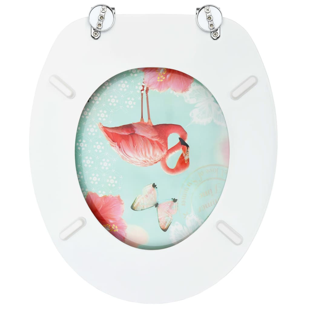 vidaXL Toilettensitz mit Deckel MDF Flamingo-Design