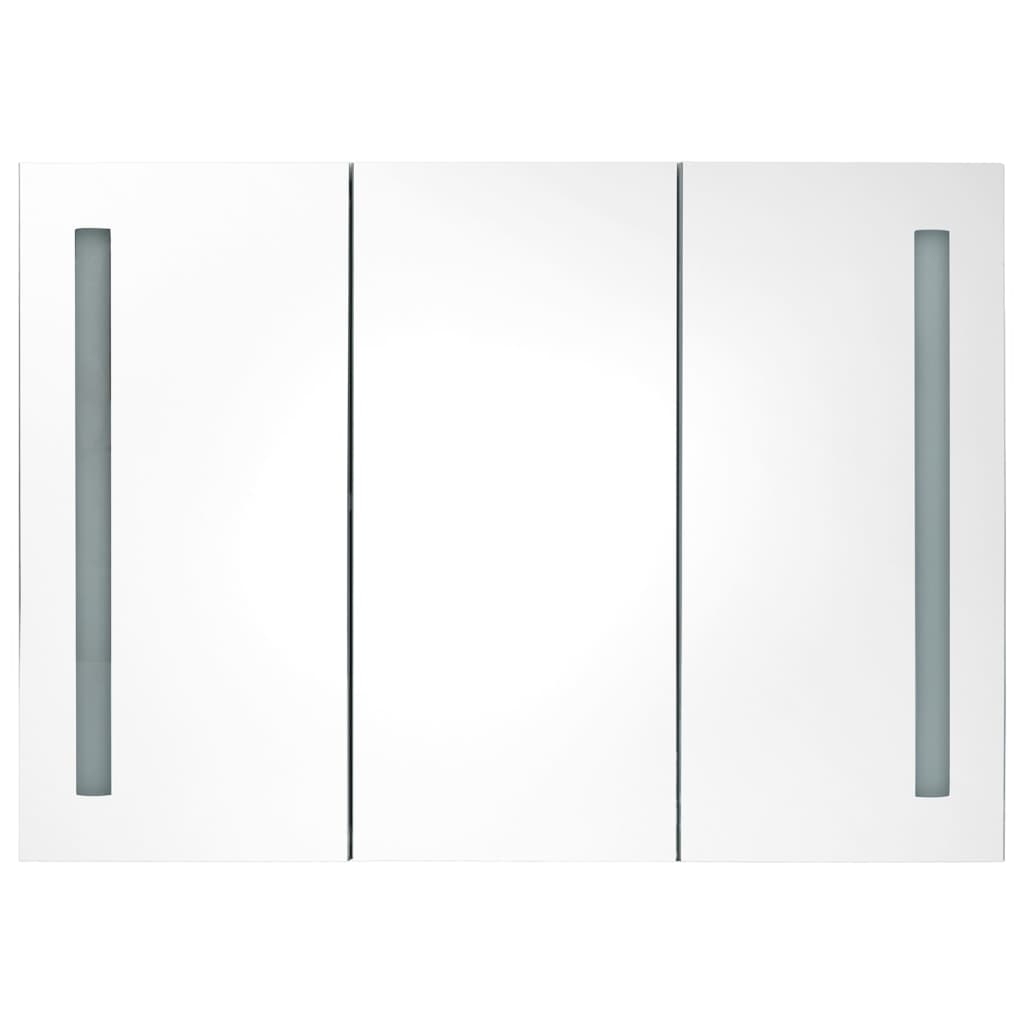 vidaXL LED-Spiegelschrank fürs Bad 89x14x62 cm Glänzend Weiß