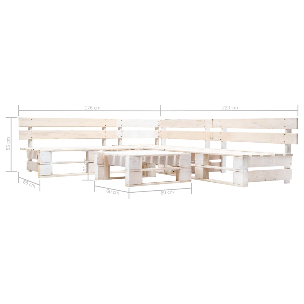 vidaXL 4-tlg. Paletten-Lounge-Set Holz Weiß