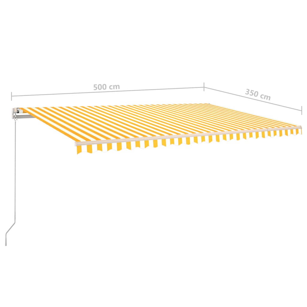 vidaXL Markise Manuell Einziehbar mit Pfosten 5x3,5 m Gelb & Weiß