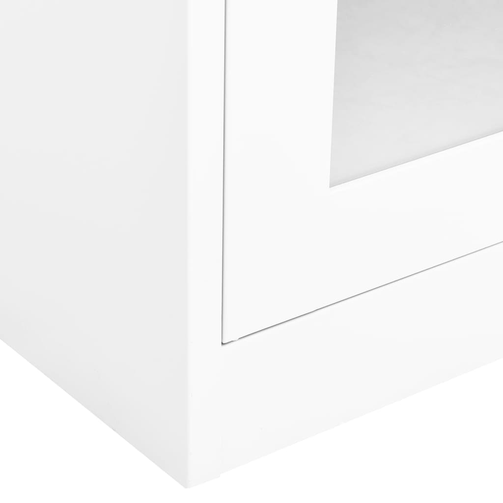 vidaXL Büroschrank Weiß 90x40x180 cm Stahl und Hartglas