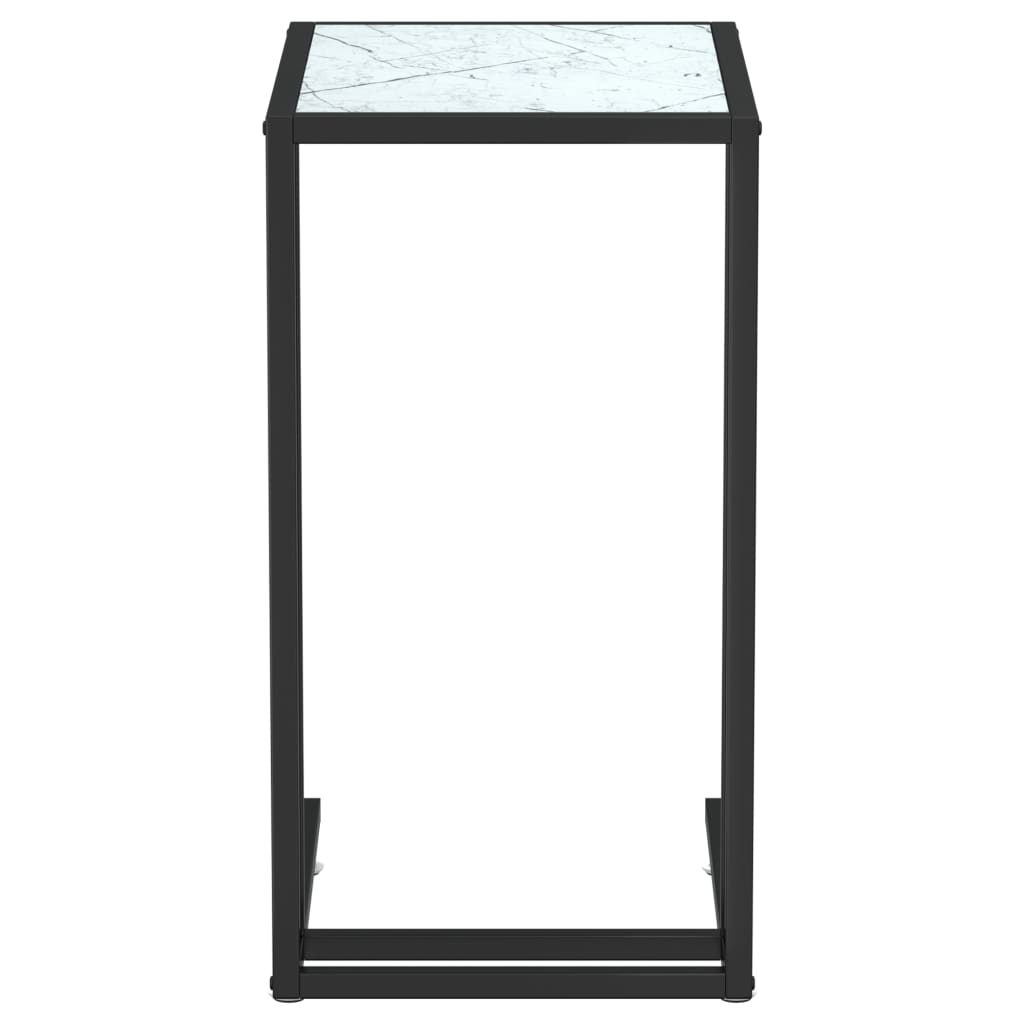 vidaXL Computer-Beistelltisch Weiß Marmor 50x35x65 cm Hartglas