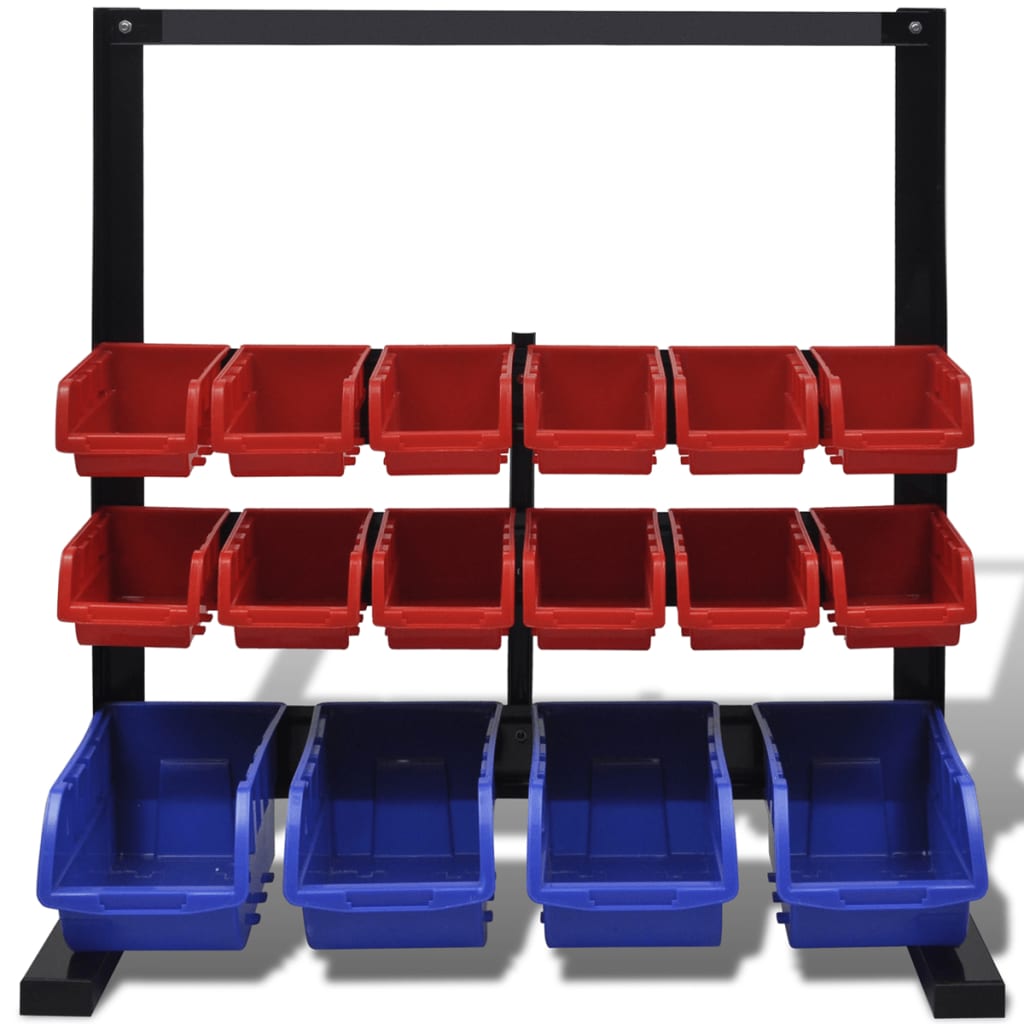 Werkstattboxen mit Ständer und Magnethalterung Blau & Rot