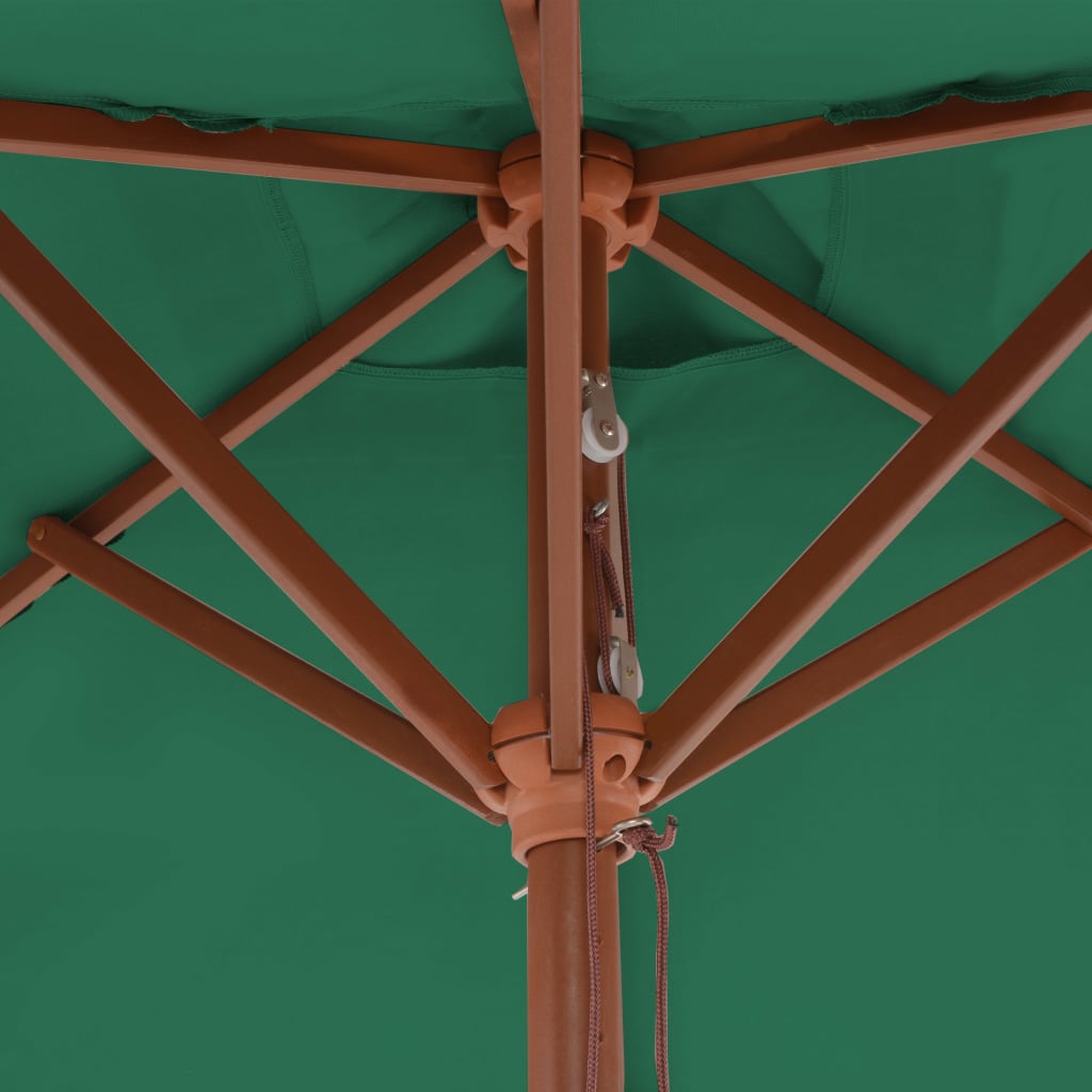 vidaXL Sonnenschirm mit Holzmast 150 x 200 cm Grün