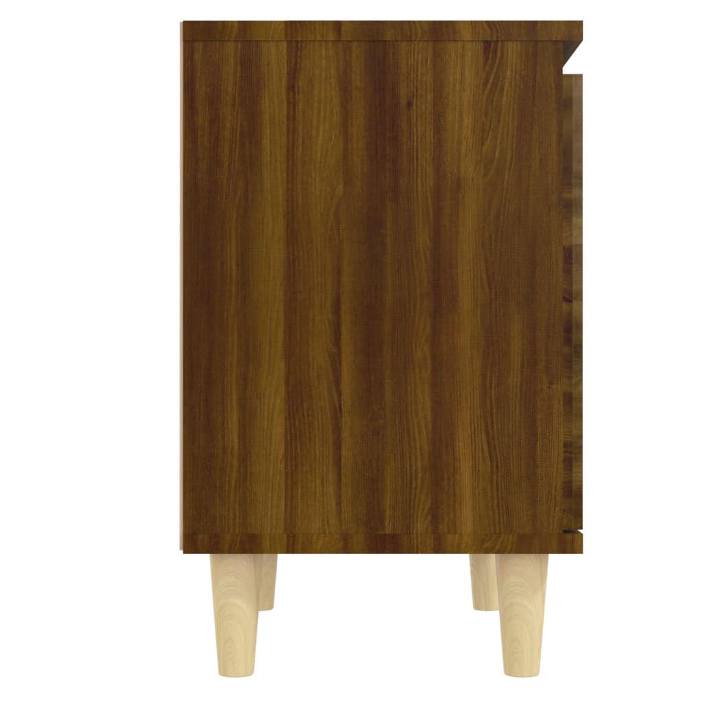 vidaXL Nachttisch mit Massivholz-Beinen Braun Eichen-Optik 40x30x50cm