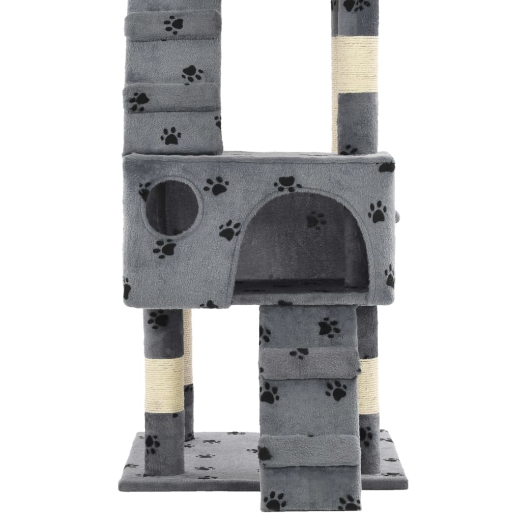 vidaXL Katzen-Kratzbaum mit Sisal-Säulen 170 cm Pfoten-Aufdruck Grau