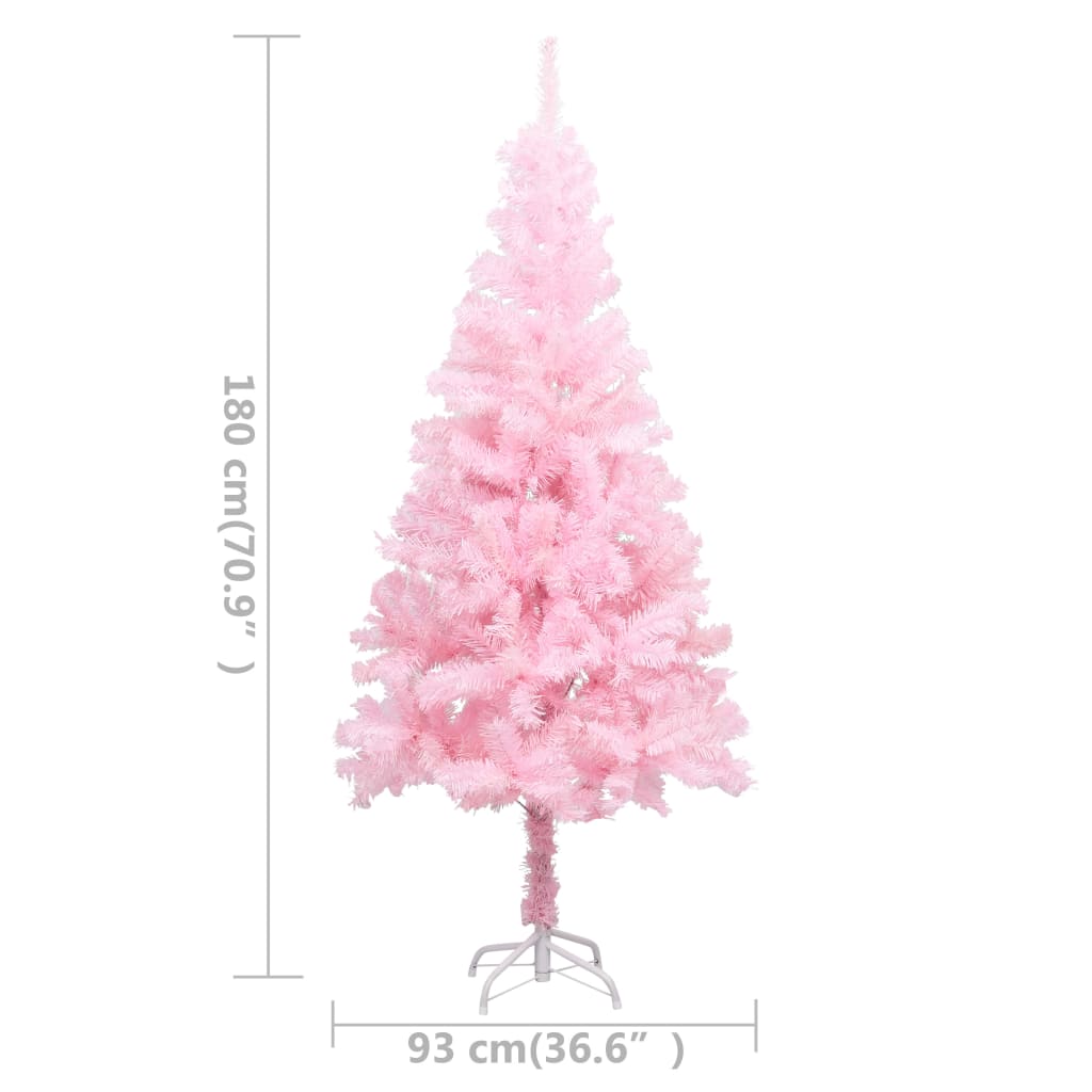 vidaXL Künstlicher Weihnachtsbaum mit Beleuchtung & Ständer Rosa 180cm