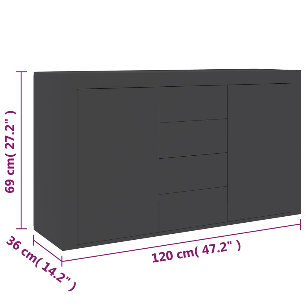 vidaXL Sideboard Grau 120x36x69 cm Holzwerkstoff