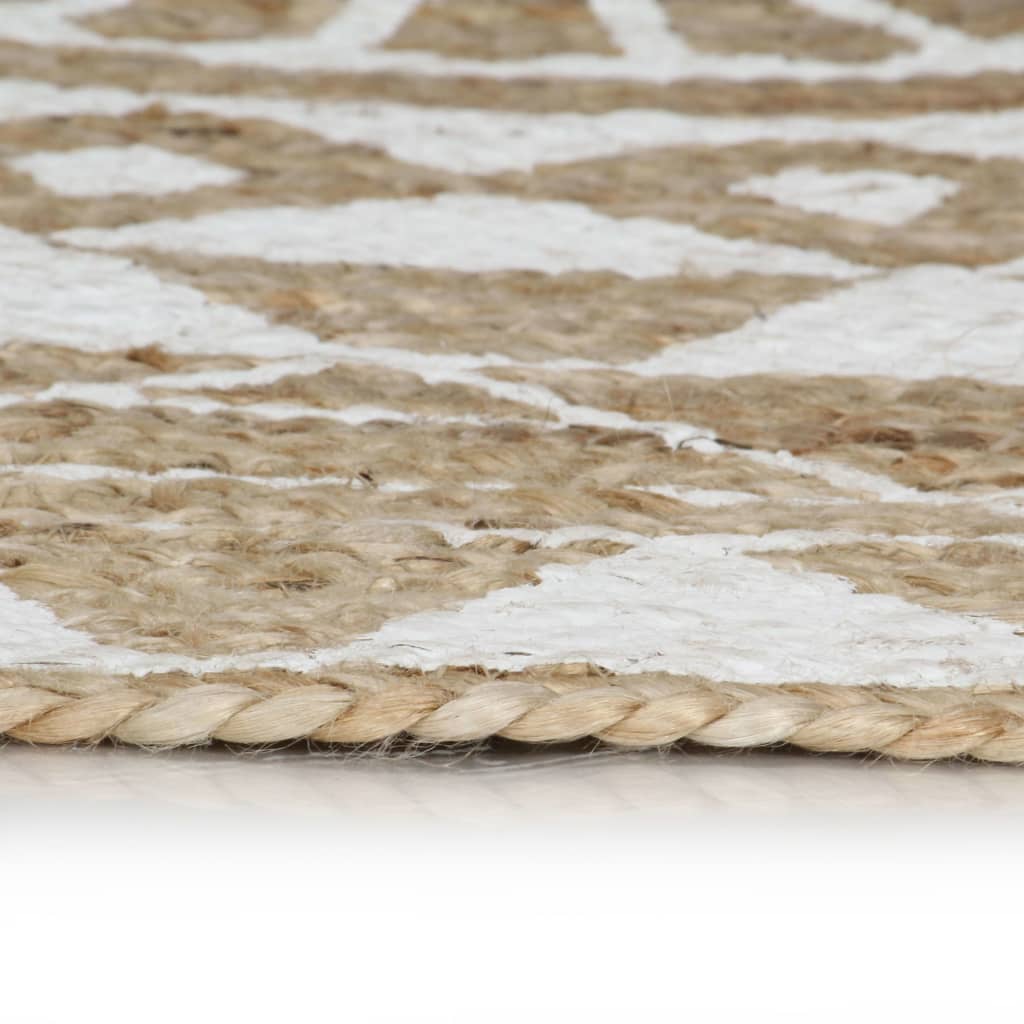 vidaXL Teppich Handgefertigt Jute mit weißem Aufdruck 120 cm