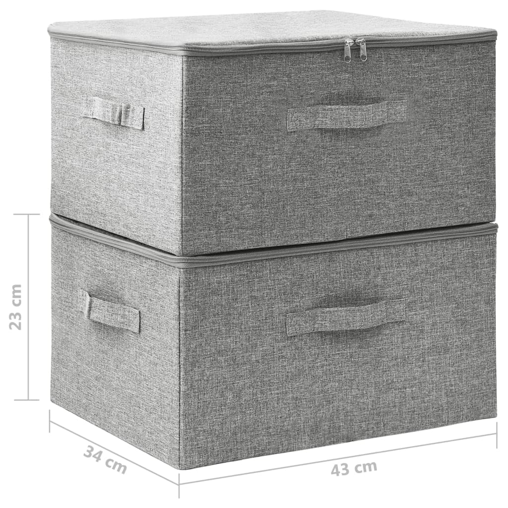 vidaXL Aufbewahrungsboxen 2 Stk. Stoff 43x34x23 cm Grau