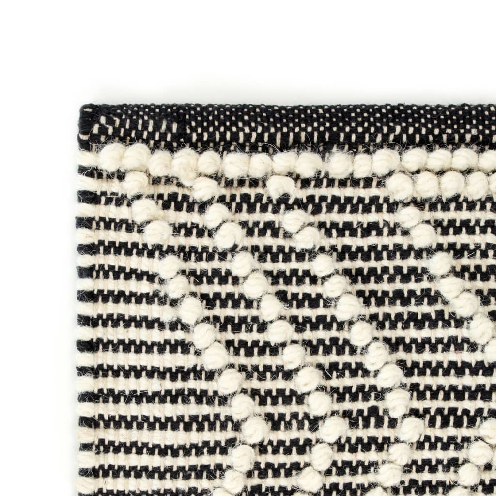 vidaXL Teppich Handgewebt Wolle 140×200 cm Schwarz/Weiß