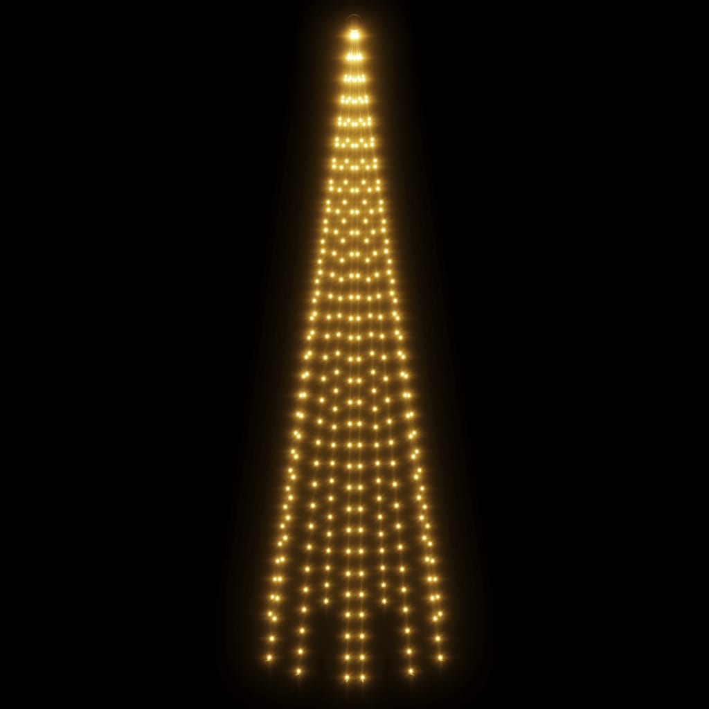 vidaXL LED-Weihnachtsbaum für Fahnenmast Warmweiß 310 LEDs 300 cm