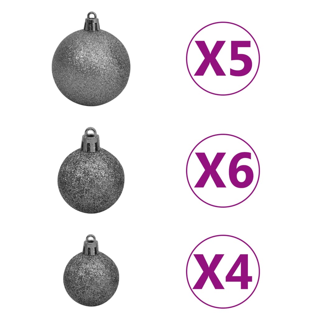 vidaXL Weihnachtsbaum Schlank mit Beleuchtung & Kugeln Schwarz 150 cm