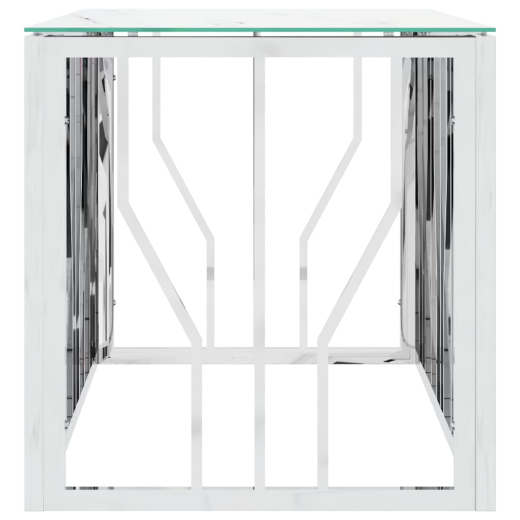 vidaXL Couchtisch Silbern 110x45x45 cm Edelstahl und Glas