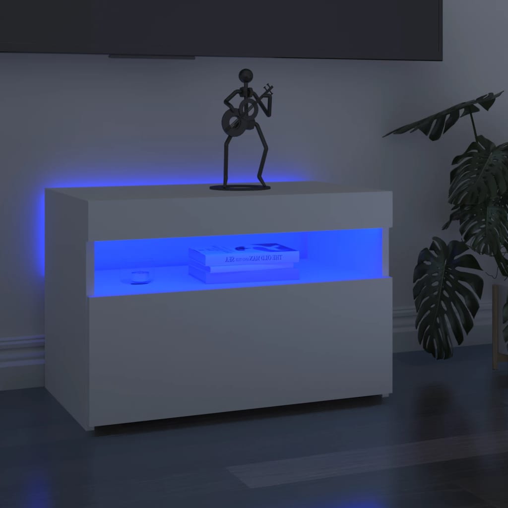 vidaXL TV-Schrank mit LED-Leuchten Weiß 60x35x40 cm