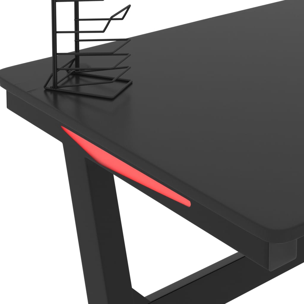 vidaXL Gaming-Schreibtisch mit LED und Z-Gestell Schwarz 110x60x75 cm