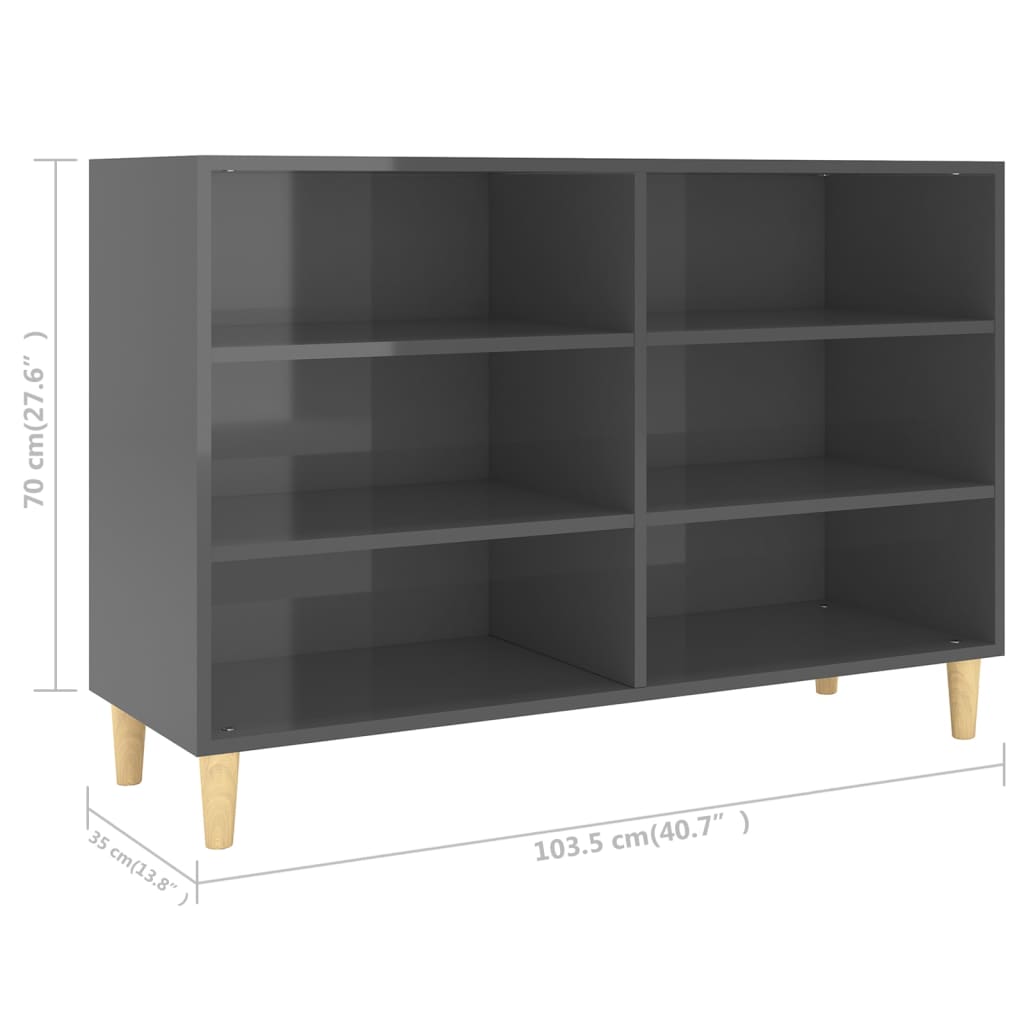 vidaXL Sideboard Hochglanz-Grau 103,5x35x70 cm Holzwerkstoff