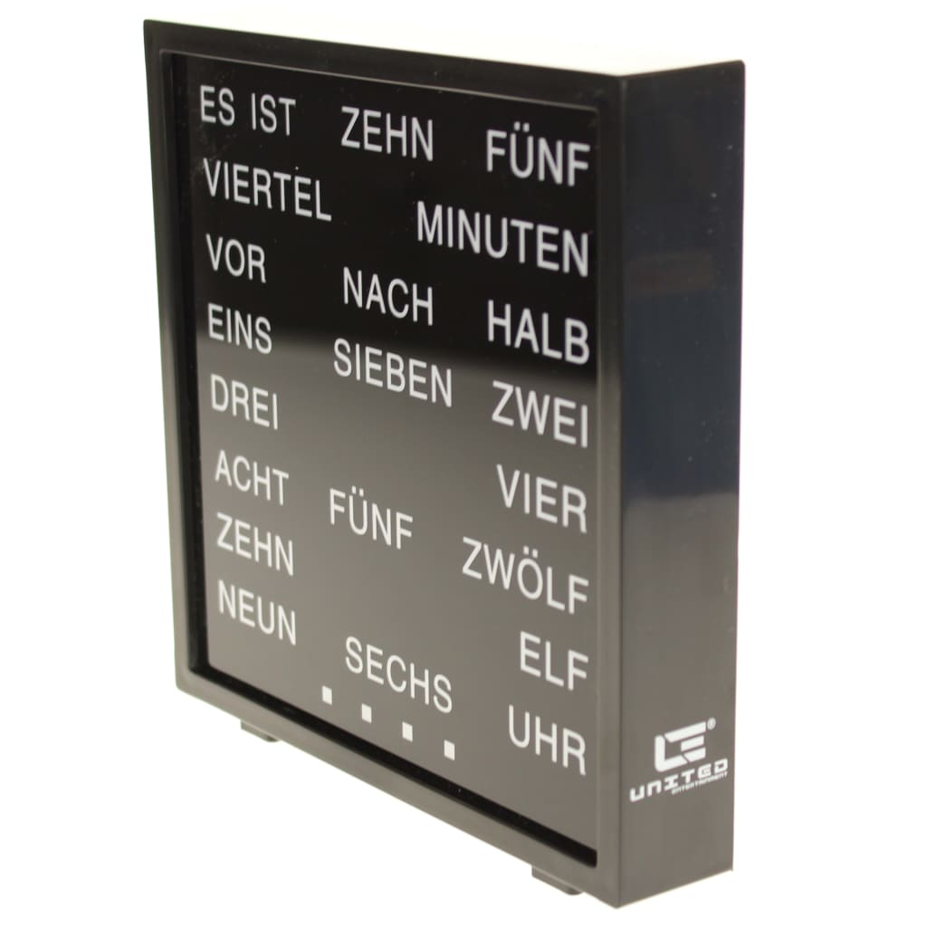Wortuhr weiße LED-Uhr, braune Rahmenuhr, Schreibtisch oder Wanduhr,  Eichenimitat - .de