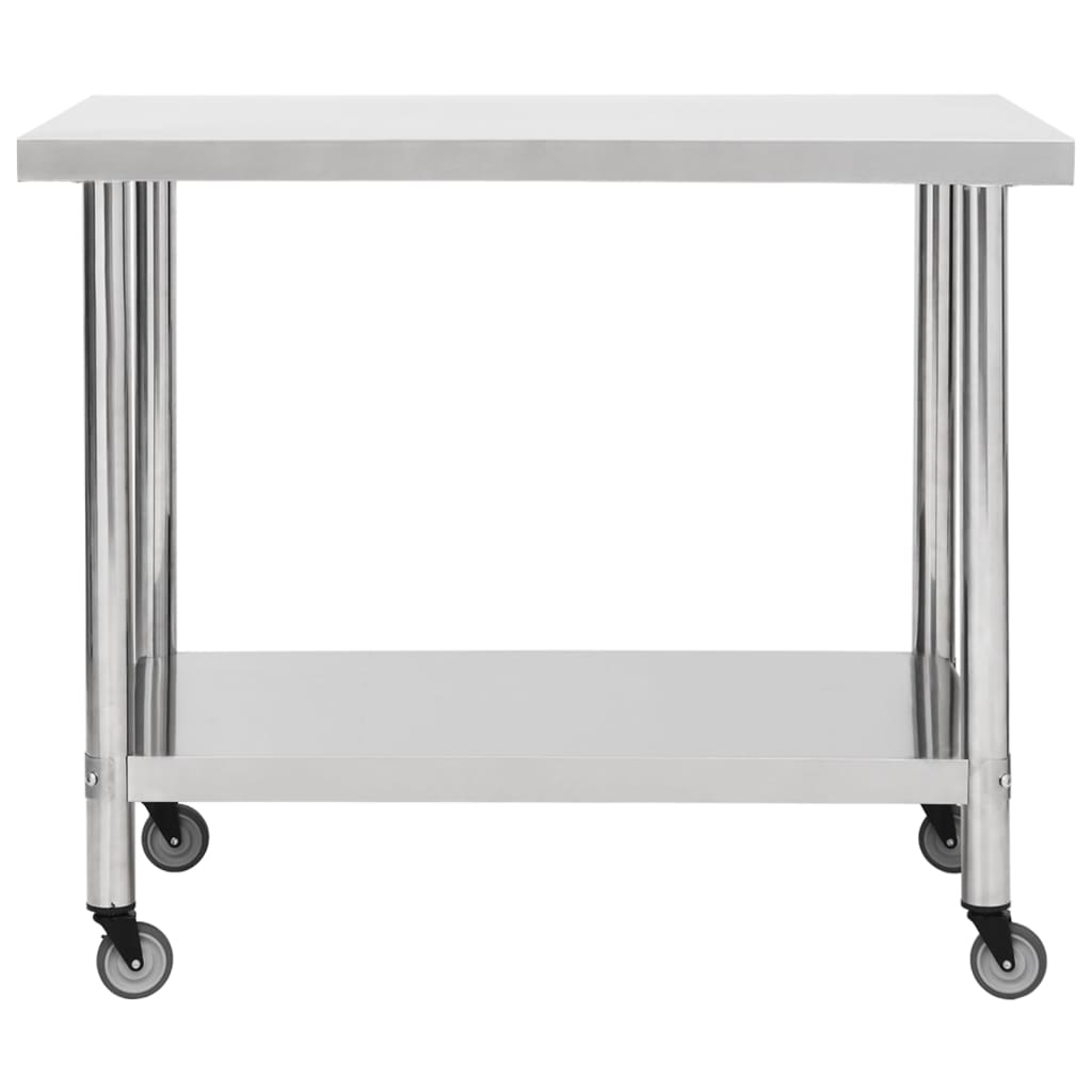 vidaXL Küchen-Arbeitstisch mit Rollen 100x60x85 cm Edelstahl