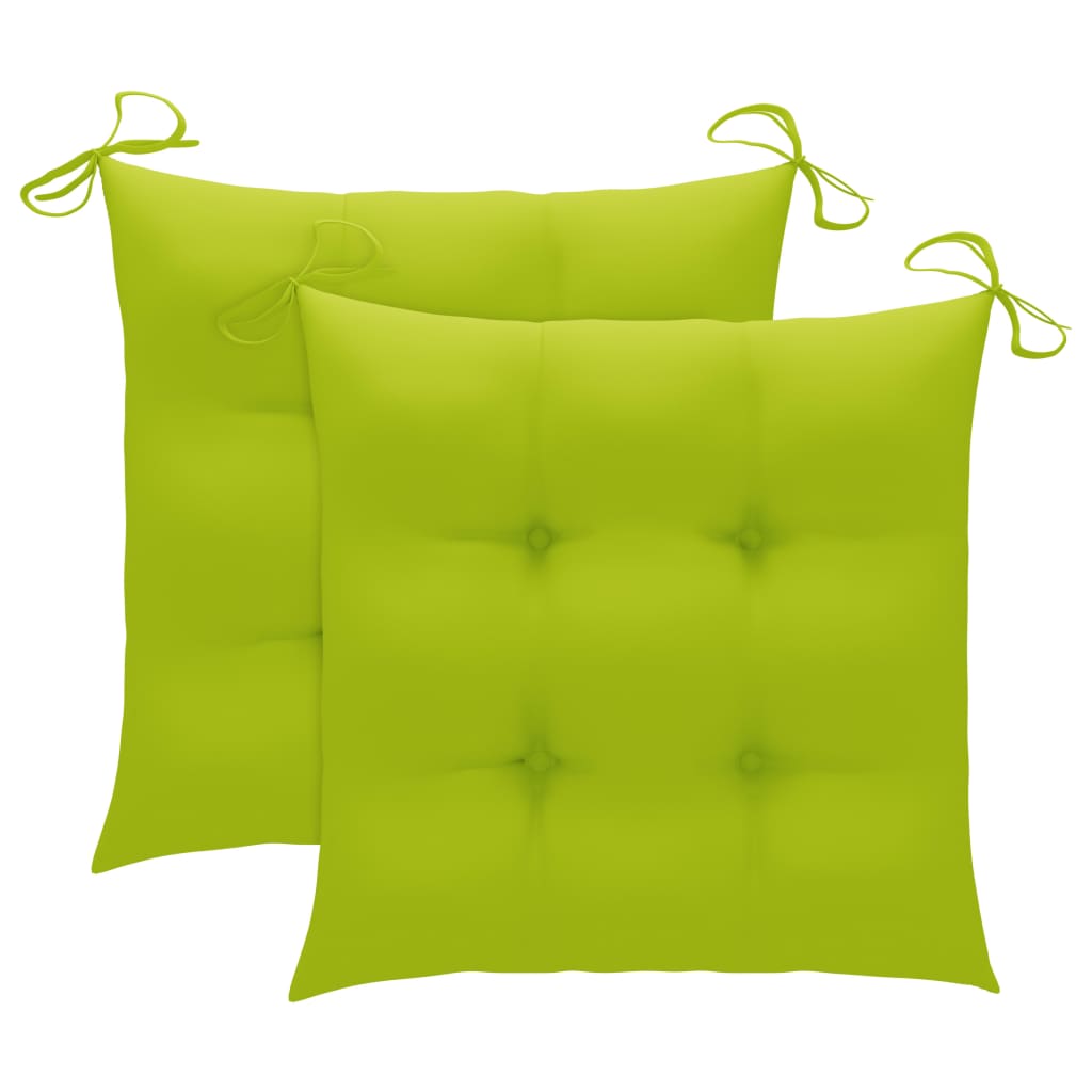 vidaXL Gartenstühle mit Hellgrünen Kissen 2 Stk. Massivholz Teak