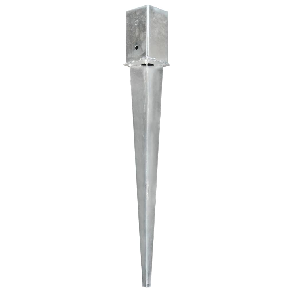 vidaXL Erdspieße 2 Stk. Silbern 8×8×76 cm Verzinkter Stahl