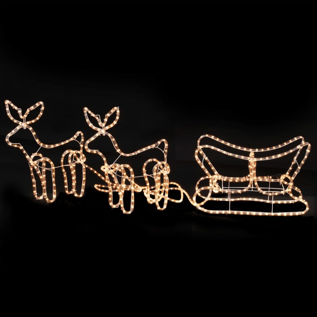 vidaXL Weihnachtsbeleuchtung 2 Rentiere und Schlitten 300x24x47 cm