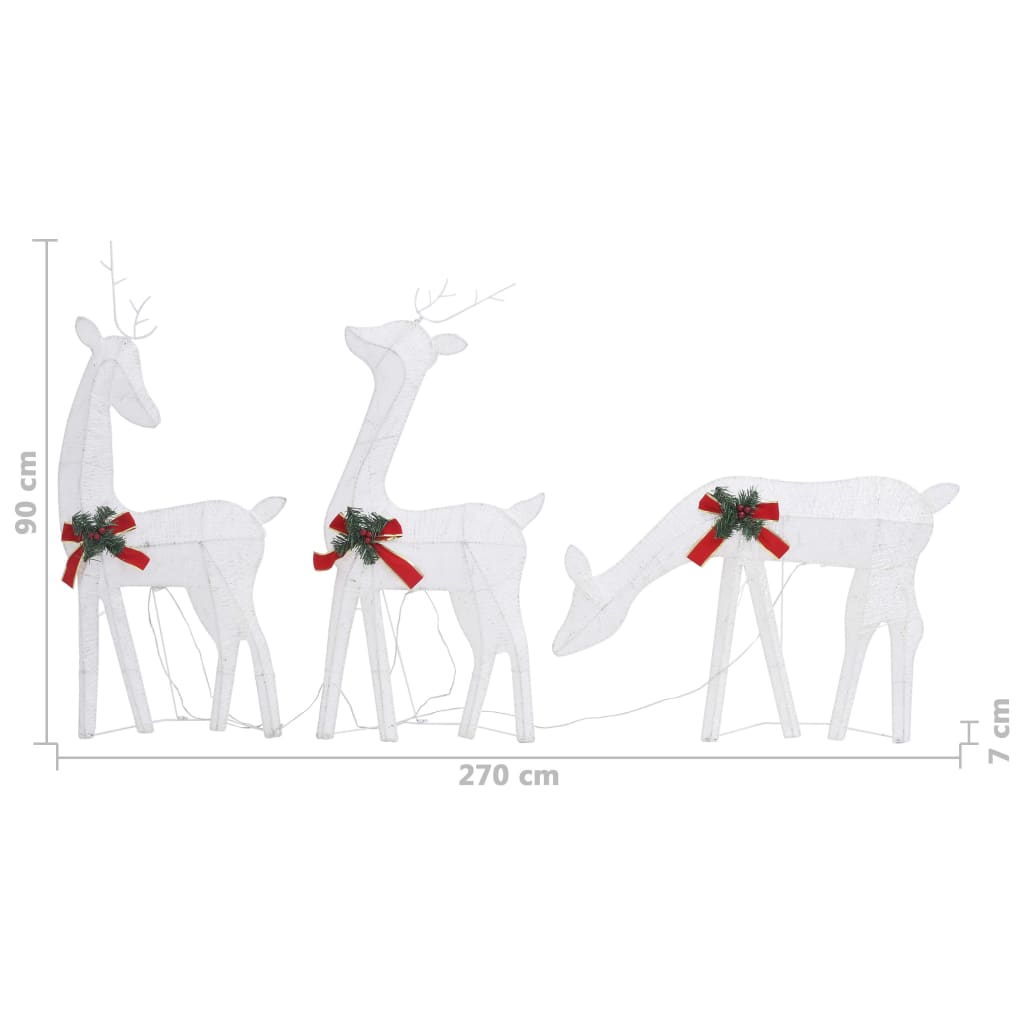 vidaXL Weihnachtsdekoration Rentiere 270x7x90 cm Weiß Kaltweiß Mesh
