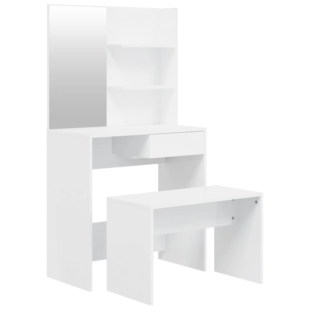 vidaXL Schminktisch-Set Hochglanz-Weiß 74,5x40x141 cm