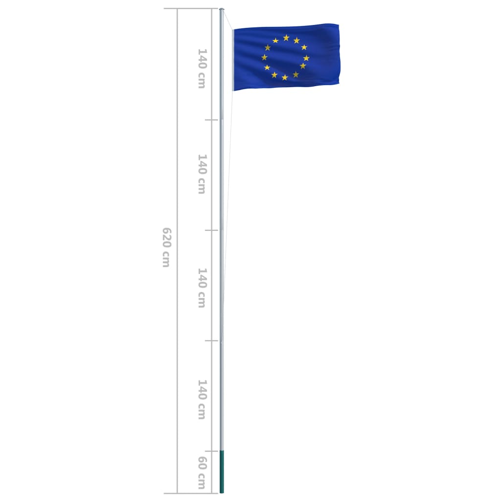 vidaXL Europaflagge und Mast Aluminium 6,2 m
