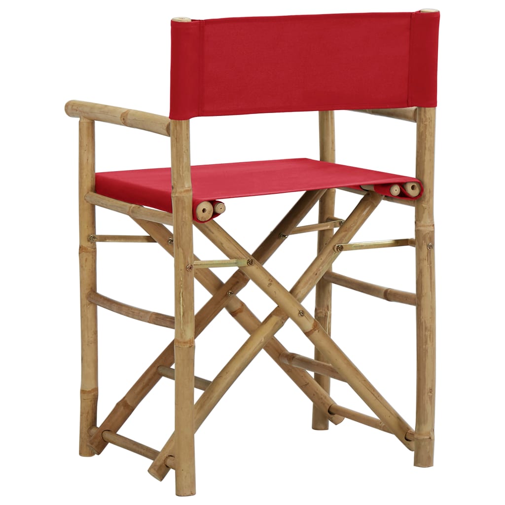 vidaXL Klappbare Regiestühle 2 Stk. Rot Bambus und Stoff