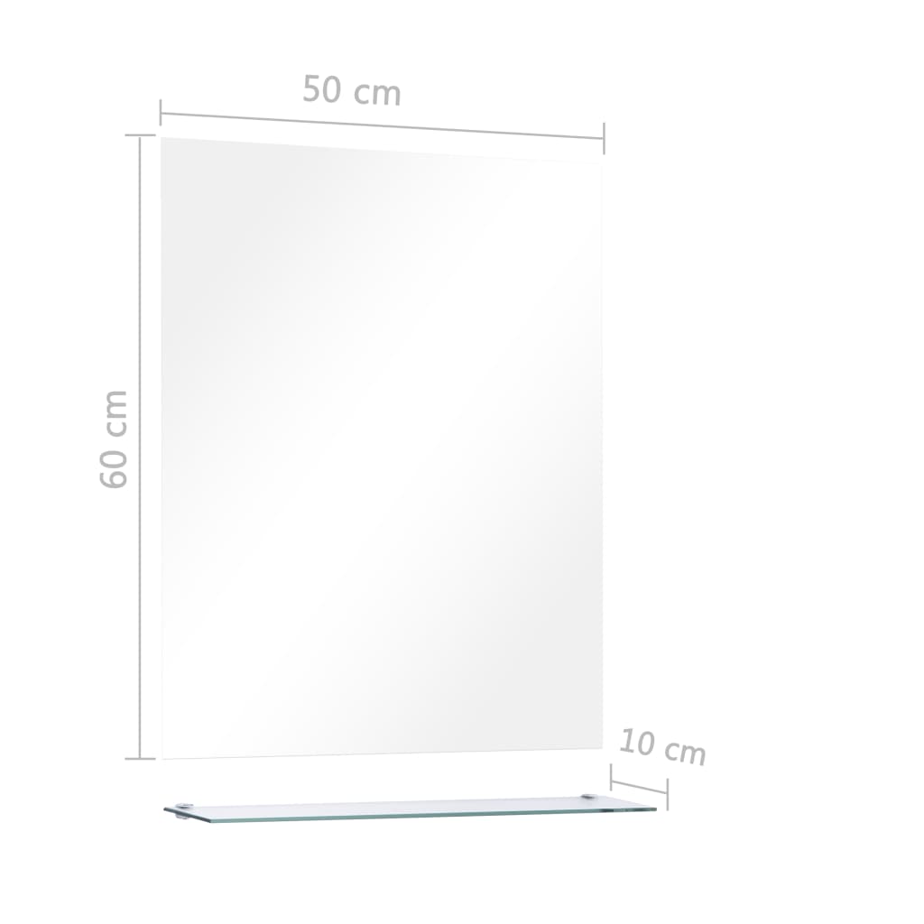 vidaXL Wandspiegel mit Regal 50×60 cm Hartglas