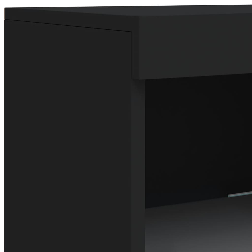 vidaXL Sideboard mit LED-Leuchten Schwarz 202x37x100 cm