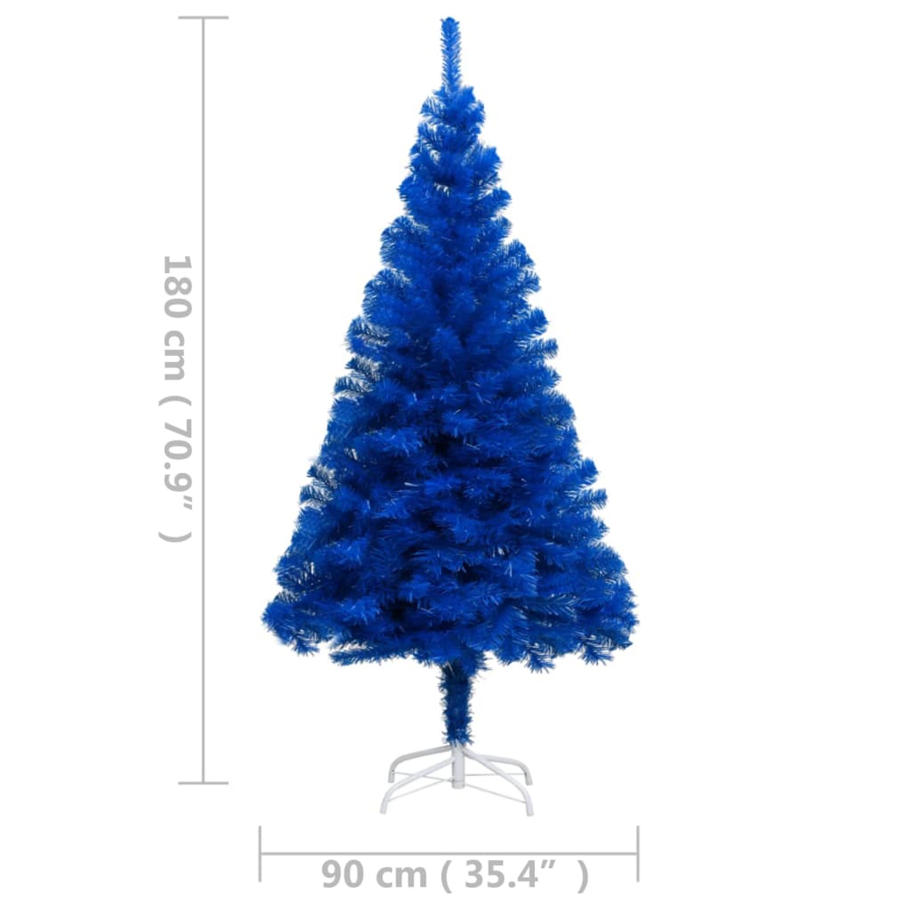 vidaXL Künstlicher Weihnachtsbaum mit Beleuchtung & Ständer Blau 180cm