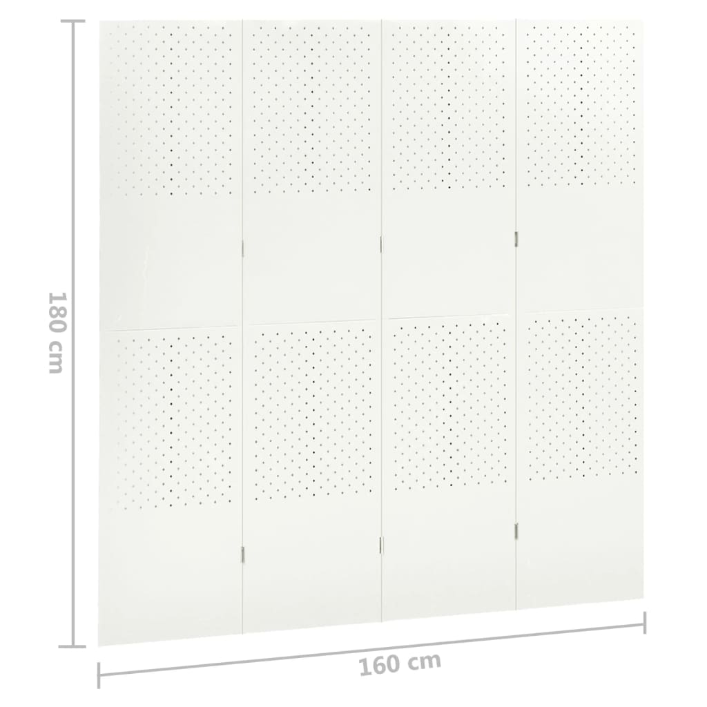 vidaXL 4-tlg. Raumteiler 2 Stk. Weiß 160x180 cm Stahl