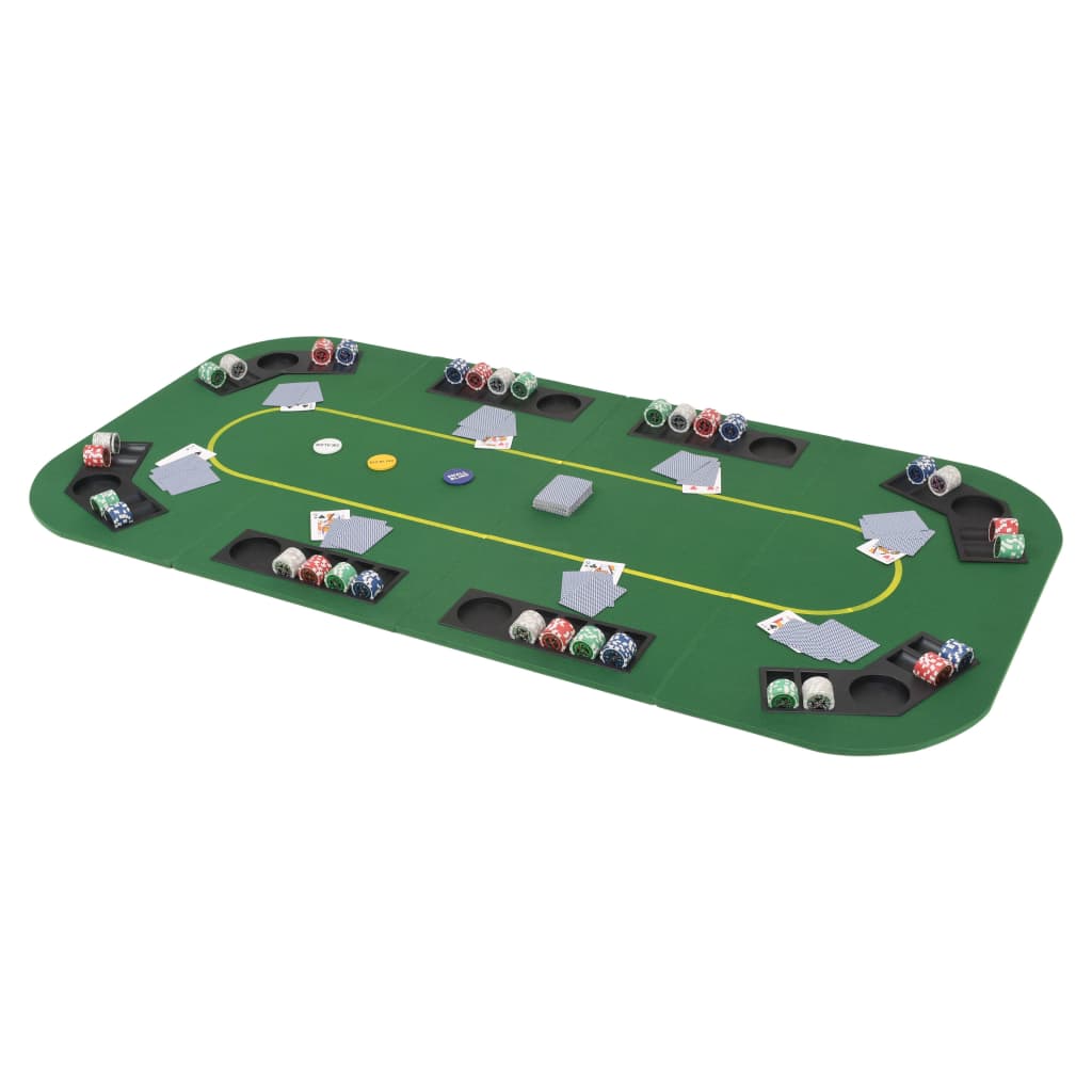 vidaXL 8-Spieler Poker Tischauflage Faltbar 4-fach Rechteckig Grün
