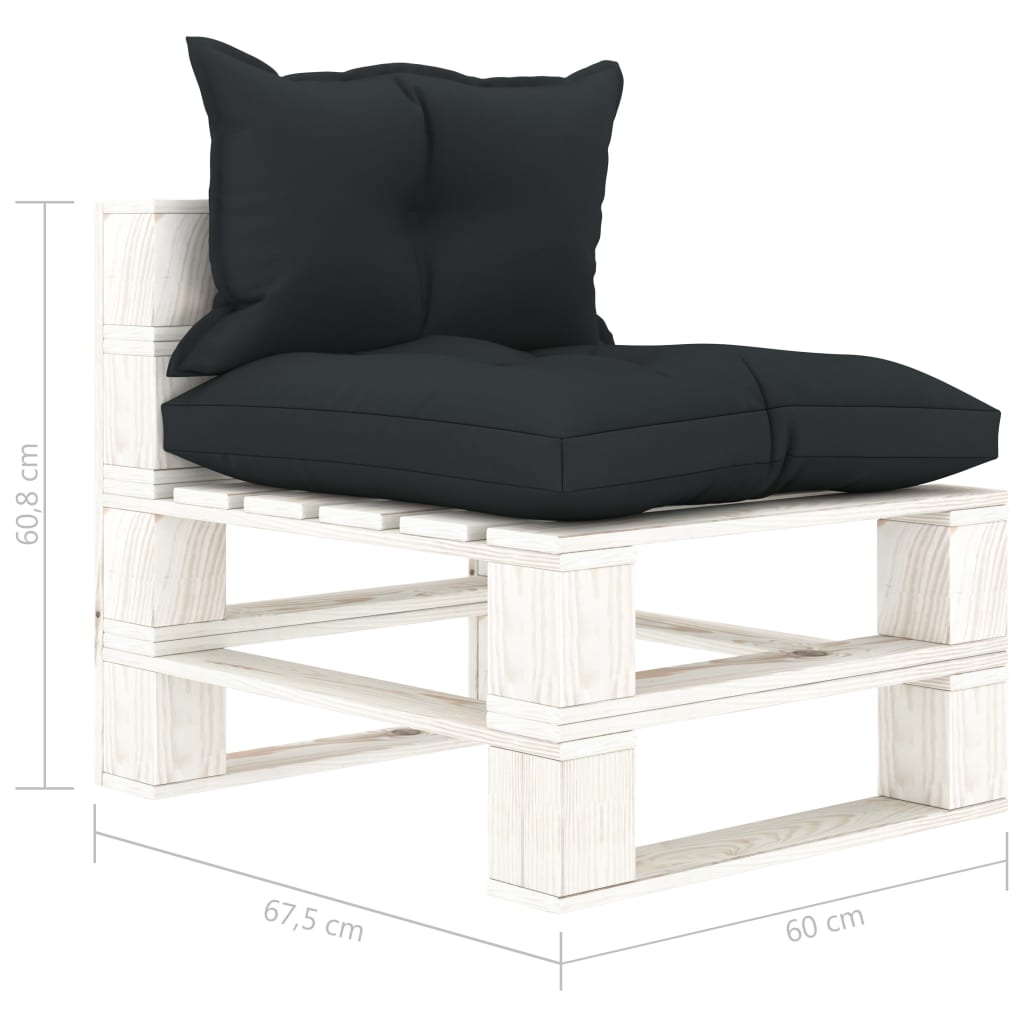 vidaXL Garten-Palettensofa 4-Sitzer mit Kissen in Anthrazit Holz