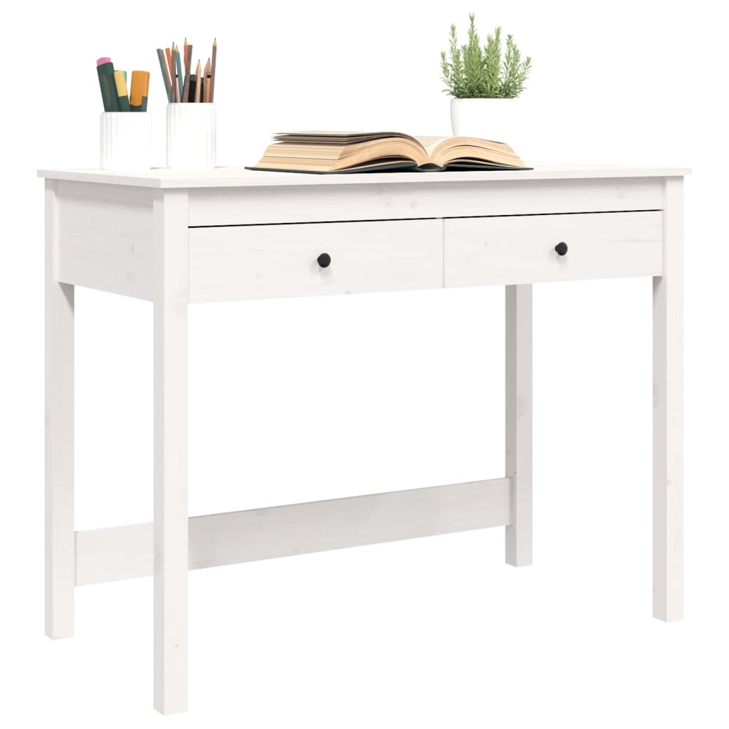 vidaXL Schreibtisch mit Schubladen Weiß 100x50x78 cm Massivholz Kiefer