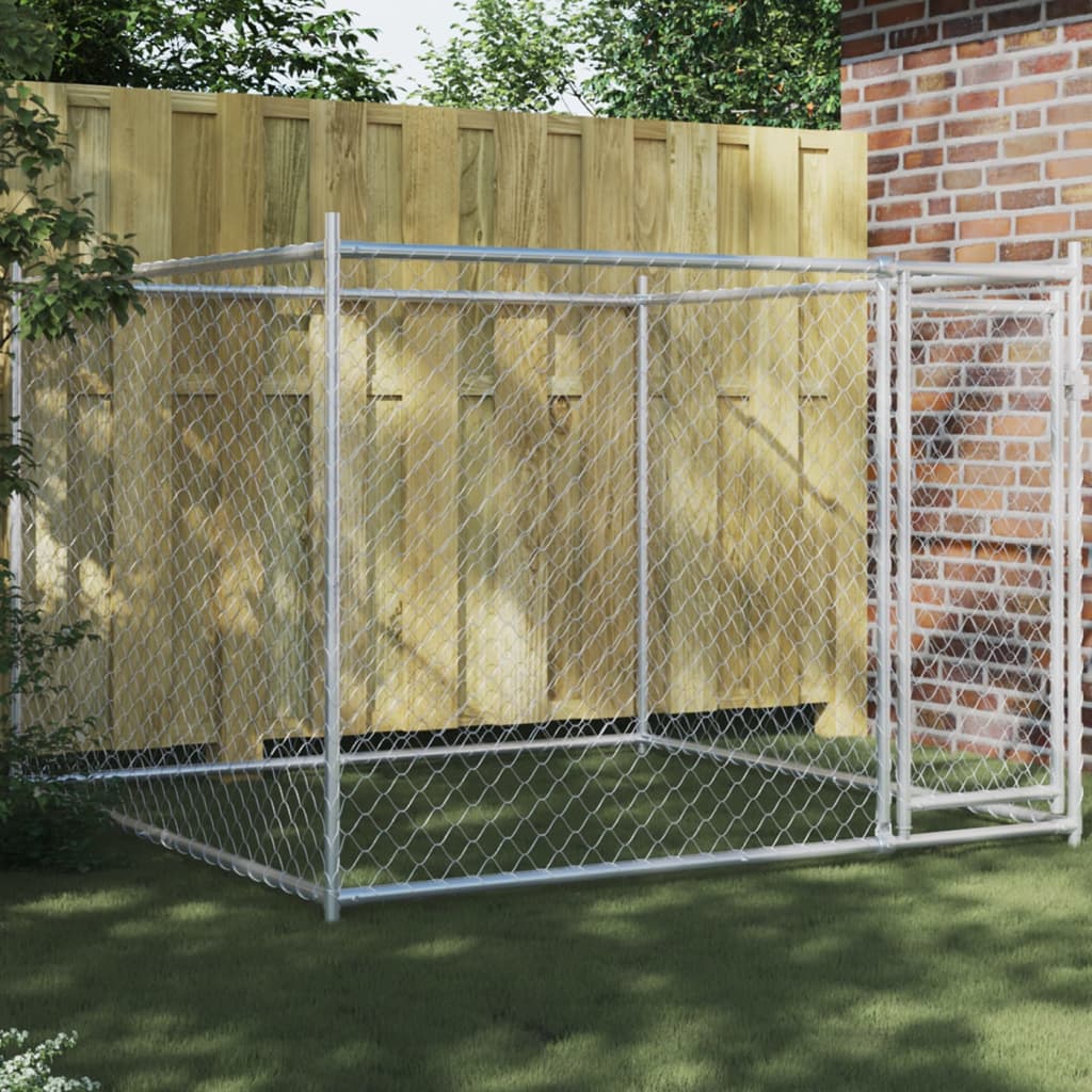 vidaXL Hundezwinger mit Tür Grau 2x2x1,5 m Verzinkter Stahl