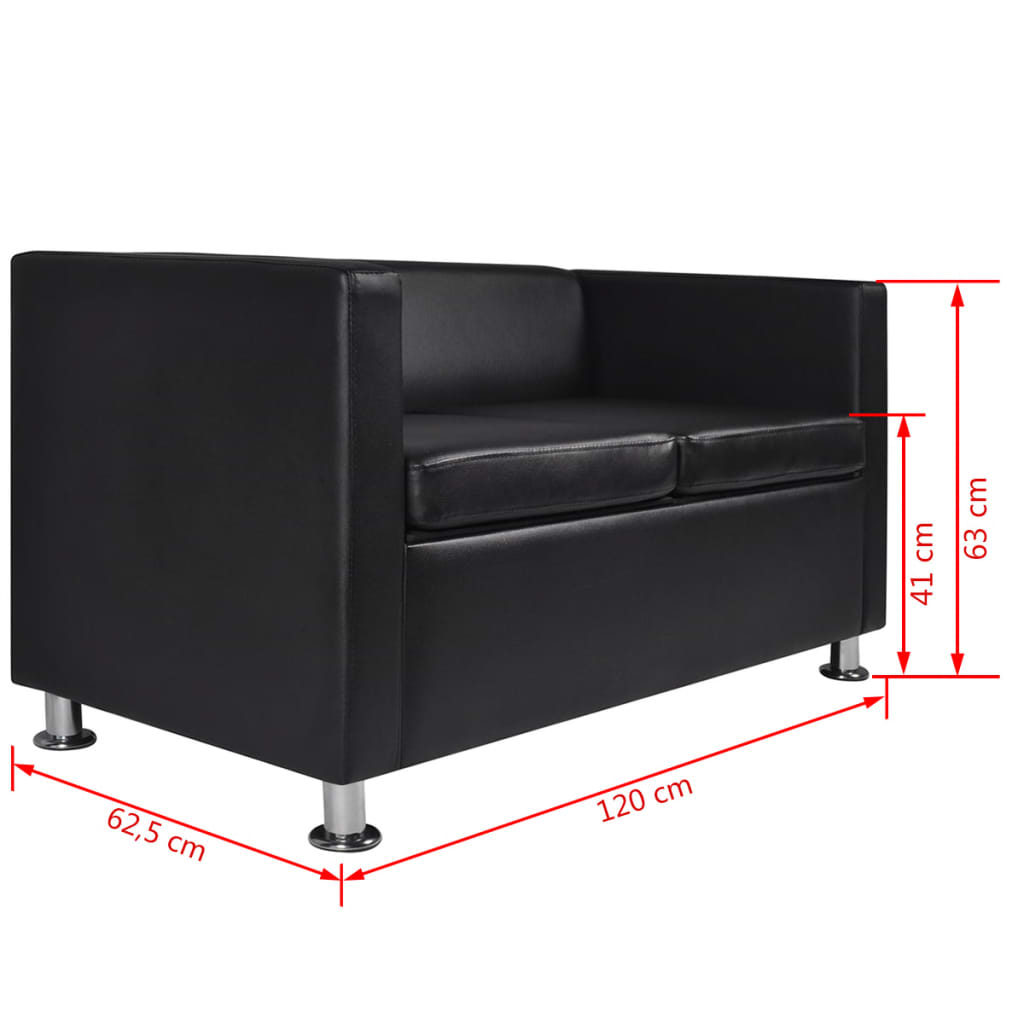 vidaXL Sofa-Set Kunstleder 3-Sitzer und 2-Sitzer Schwarz