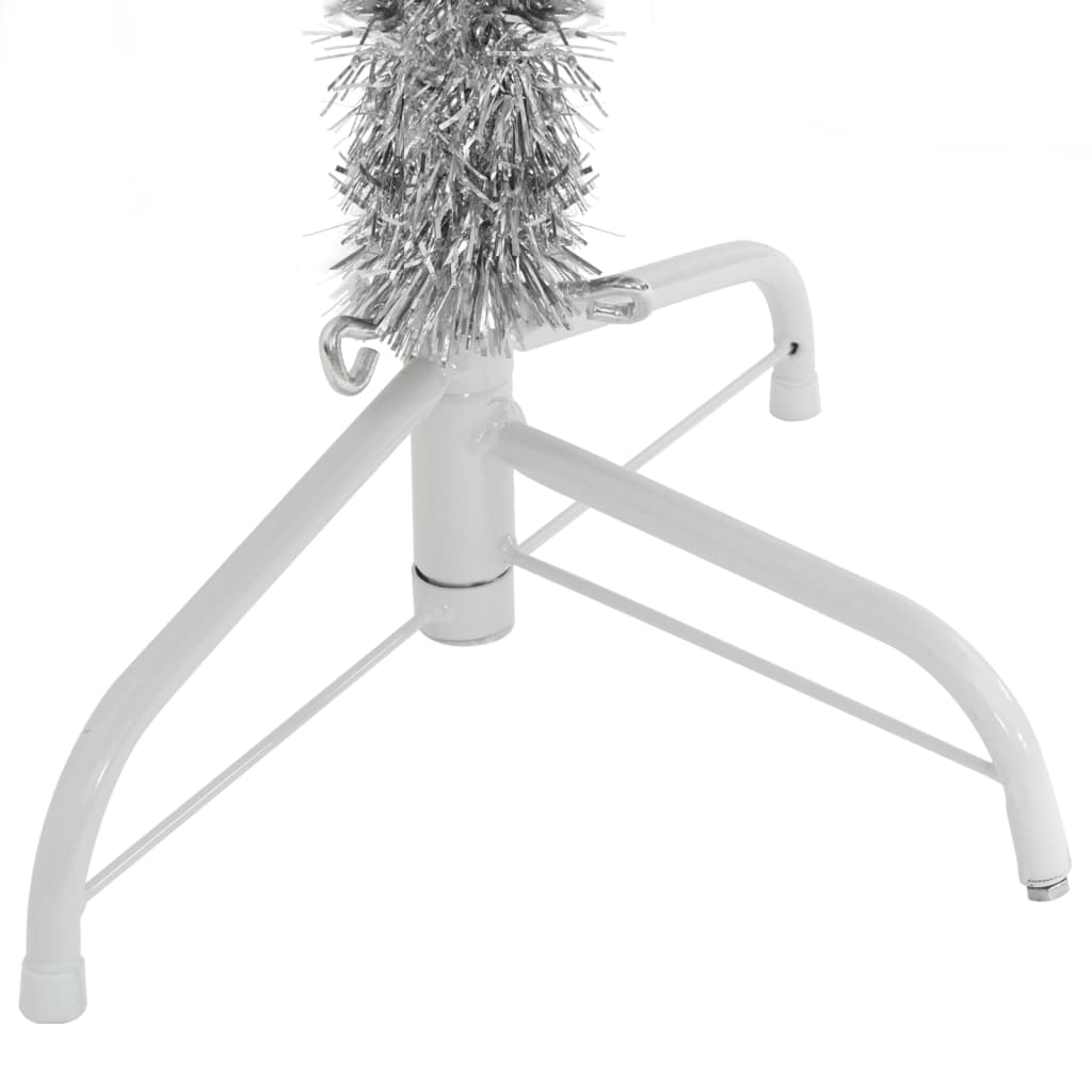 vidaXL Künstlicher Halb-Weihnachtsbaum mit Ständer Silber 150 cm PET