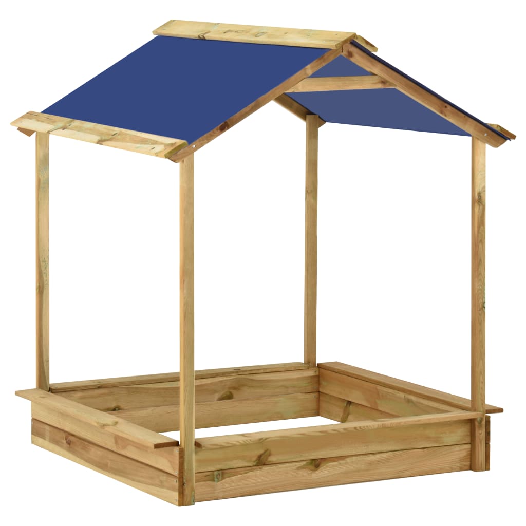 vidaXL Kiefer Sandkasten mit Dach Sitzbänken Holzsandkasten Sandbox Sandkiste 