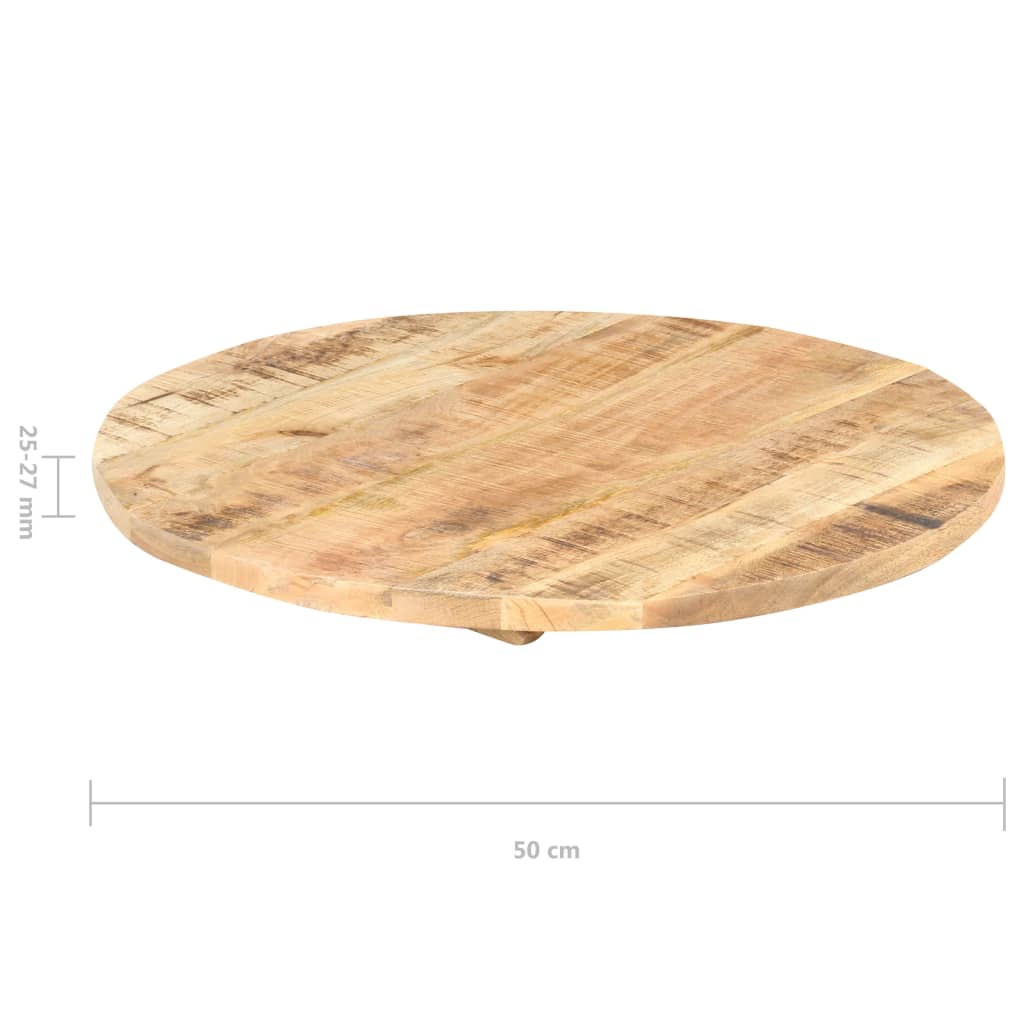 vidaXL Tischplatte Massivholz Mango Rund 25-27 mm 50 cm
