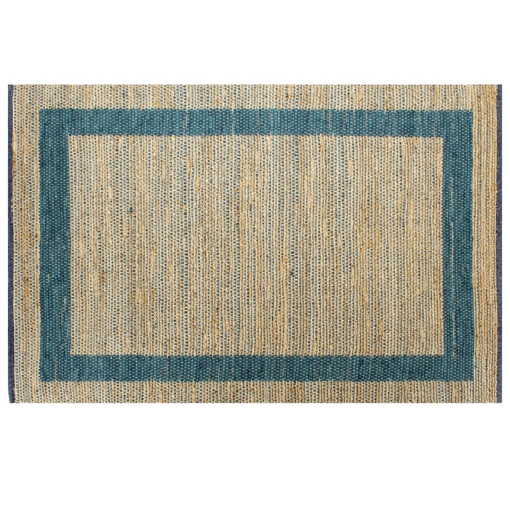 vidaXL Teppich Handgefertigt Jute Blau 80x160 cm