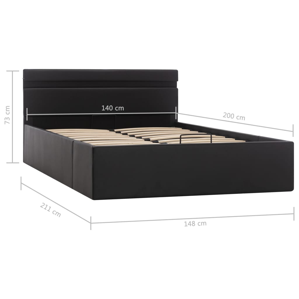 vidaXL Bett mit Bettkasten Hydraulisch LED Kunstleder 140x200 cm