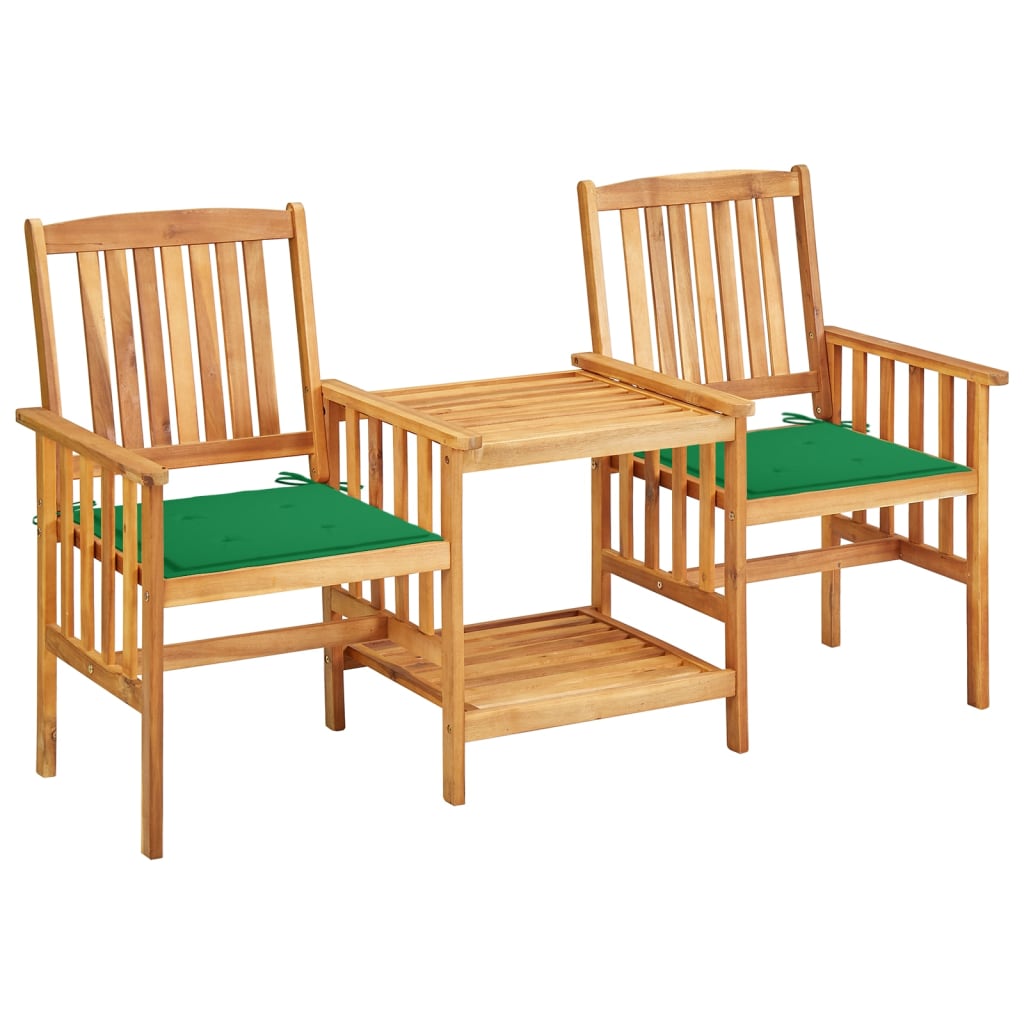 vidaXL Gartenstühle mit Teetisch und Kissen Akazie Massivholz