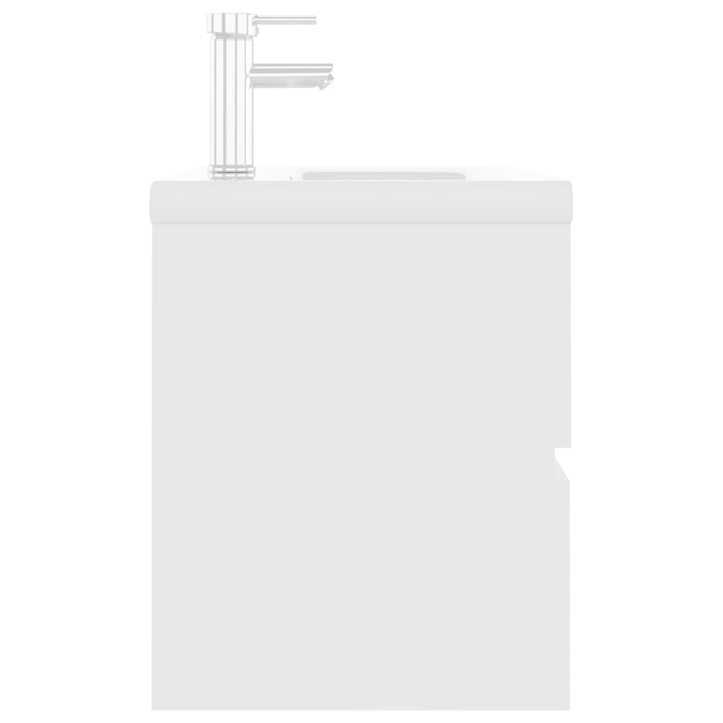 vidaXL Waschbeckenunterschrank mit Einbaubecken Weiß Holzwerkstoff